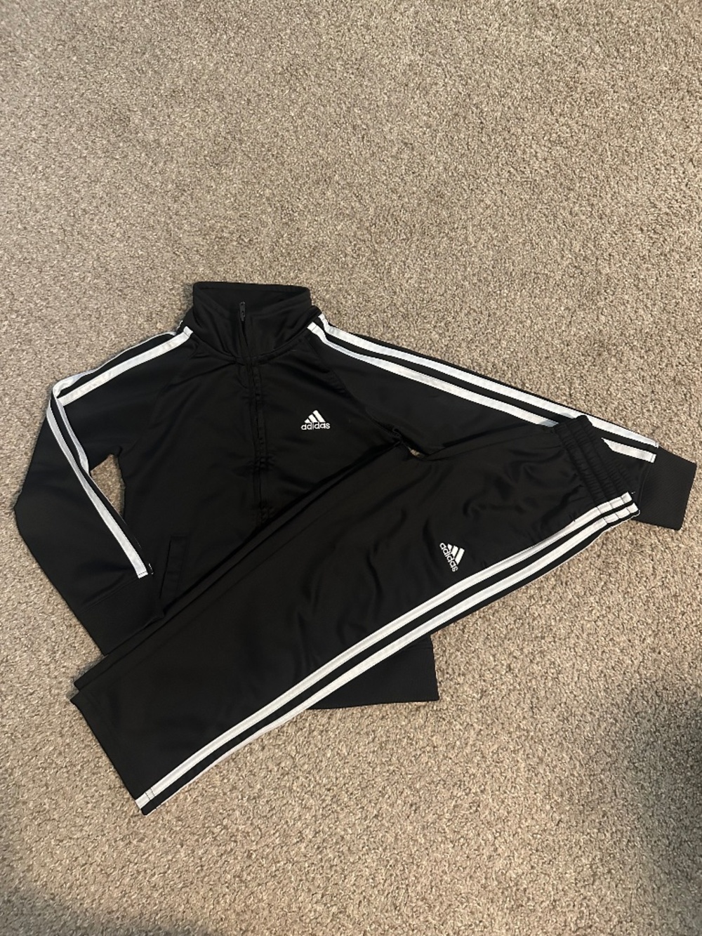 Youth Size 5 Black and White Adidas Track Suit